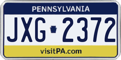 PA license plate JXG2372
