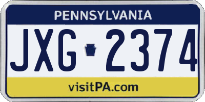PA license plate JXG2374