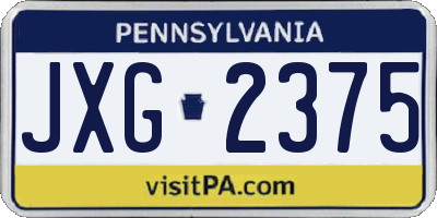 PA license plate JXG2375