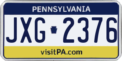 PA license plate JXG2376