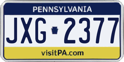 PA license plate JXG2377