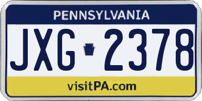 PA license plate JXG2378