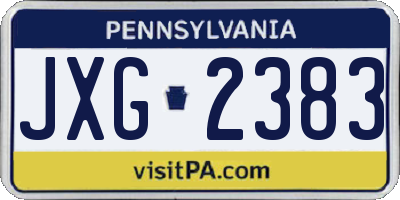 PA license plate JXG2383