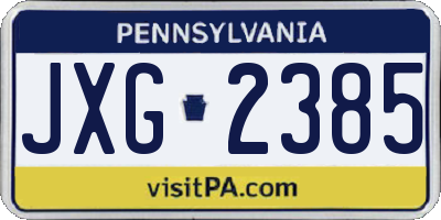 PA license plate JXG2385