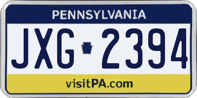 PA license plate JXG2394