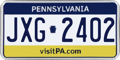 PA license plate JXG2402