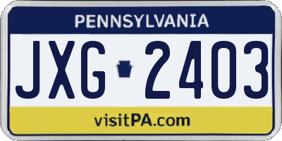 PA license plate JXG2403