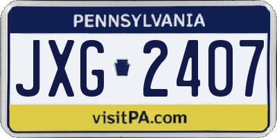 PA license plate JXG2407