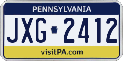 PA license plate JXG2412