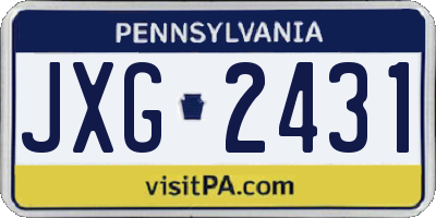 PA license plate JXG2431