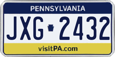 PA license plate JXG2432