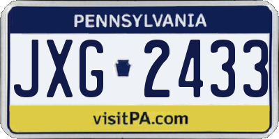 PA license plate JXG2433