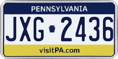PA license plate JXG2436