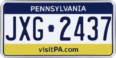 PA license plate JXG2437