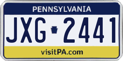 PA license plate JXG2441