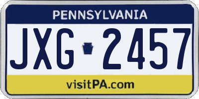 PA license plate JXG2457