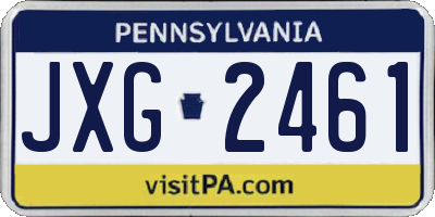 PA license plate JXG2461
