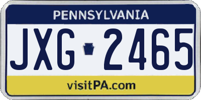 PA license plate JXG2465