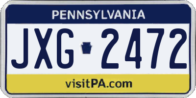 PA license plate JXG2472