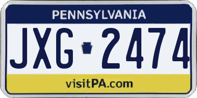 PA license plate JXG2474