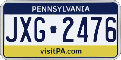 PA license plate JXG2476