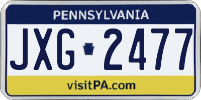 PA license plate JXG2477
