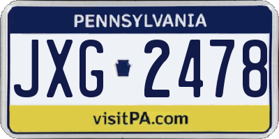 PA license plate JXG2478