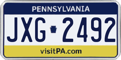 PA license plate JXG2492