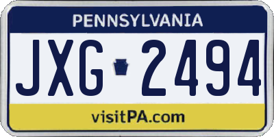 PA license plate JXG2494