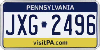 PA license plate JXG2496