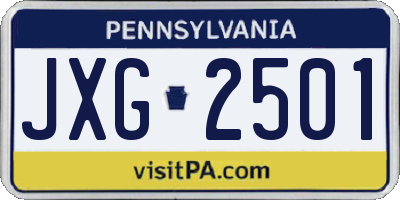 PA license plate JXG2501