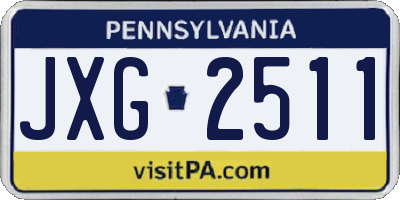 PA license plate JXG2511