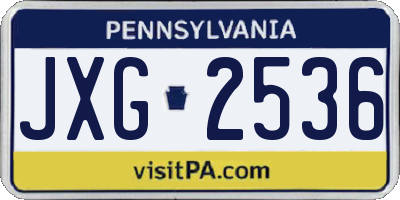PA license plate JXG2536