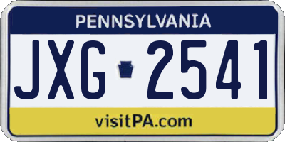 PA license plate JXG2541