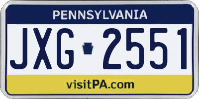 PA license plate JXG2551