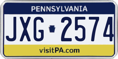 PA license plate JXG2574
