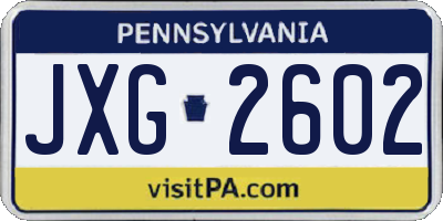 PA license plate JXG2602