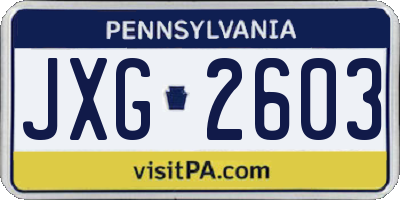 PA license plate JXG2603