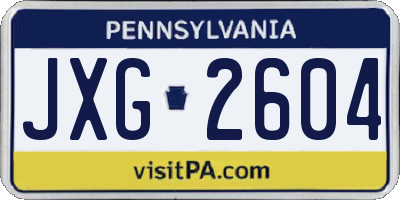 PA license plate JXG2604
