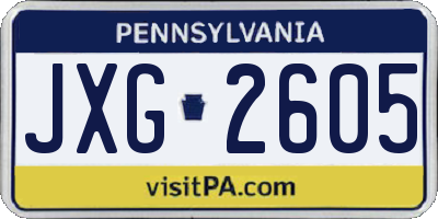 PA license plate JXG2605