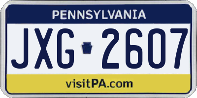 PA license plate JXG2607