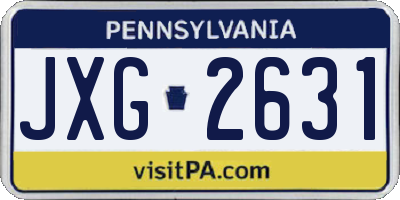 PA license plate JXG2631