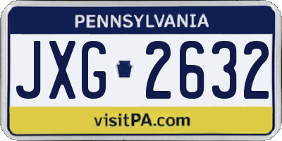 PA license plate JXG2632