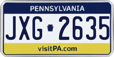 PA license plate JXG2635