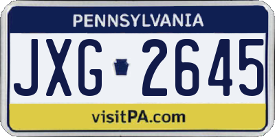PA license plate JXG2645