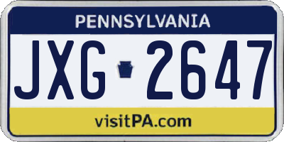 PA license plate JXG2647