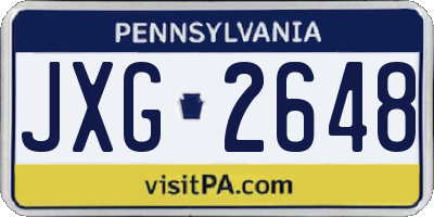PA license plate JXG2648