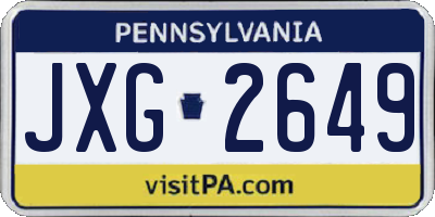 PA license plate JXG2649
