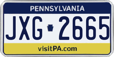 PA license plate JXG2665