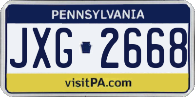 PA license plate JXG2668